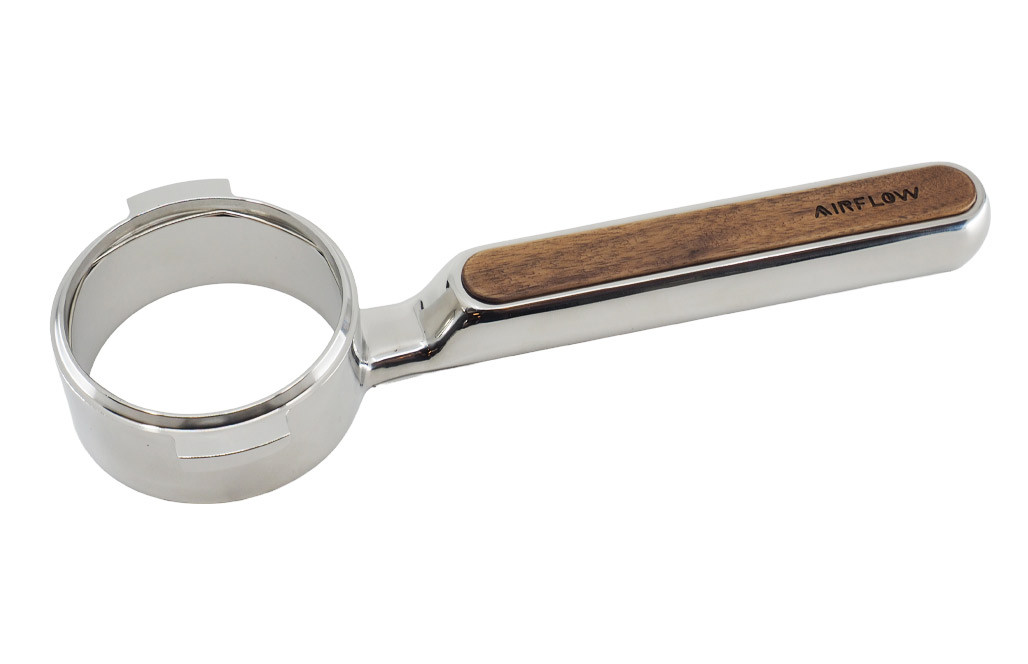Airflow E61 uni-body bottomless portafilter with walnut handle